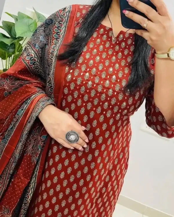 Floral Sanganeri Printed Cotton Suit Set