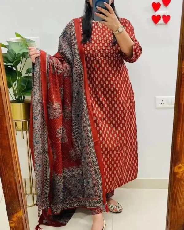Floral Sanganeri Printed Cotton Suit Set