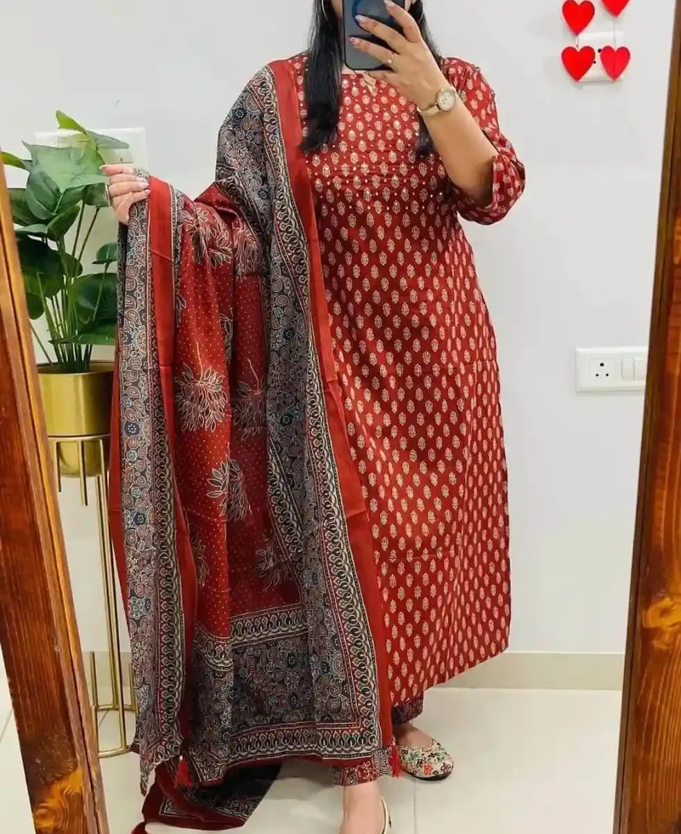 Floral Sanganeri Printed Cotton Suit Set