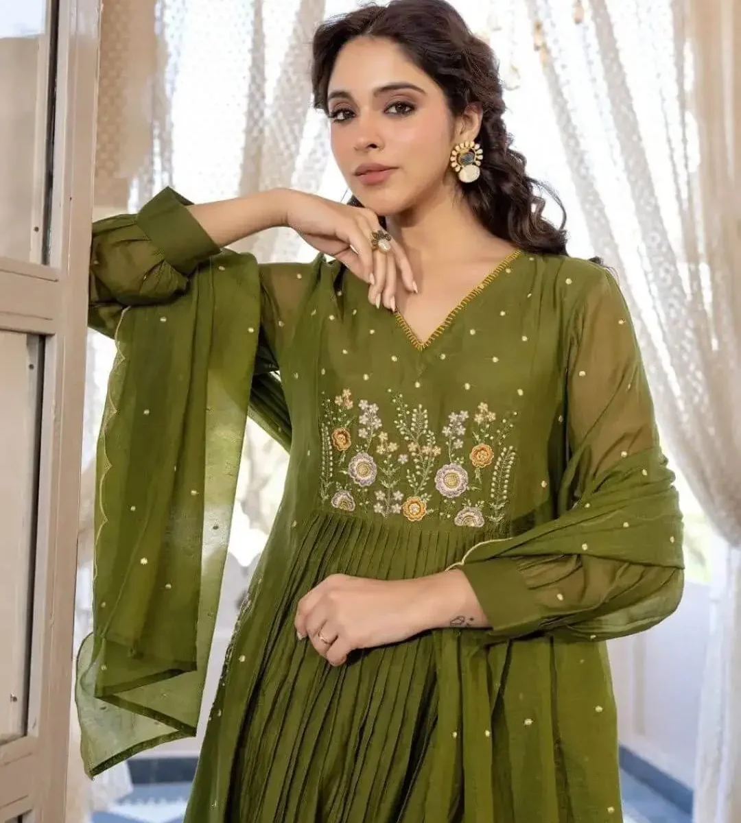 Green Colour Anarkali Suit​ Set