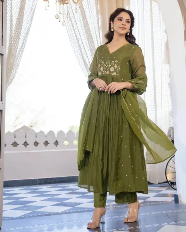 Green Colour Anarkali Suit​ Set