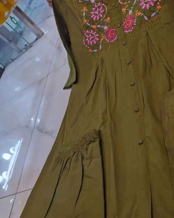 Green Cotton Kurti Pant Dupatta Set