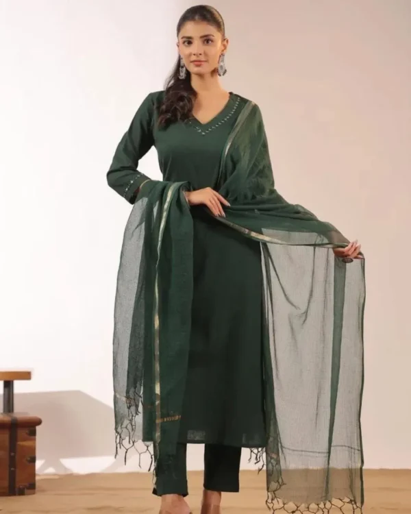 Green Cotton Suit Set