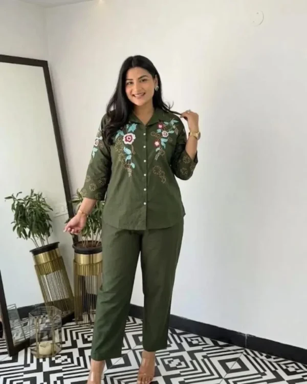 Green Floral Cotton Co-Ord Set
