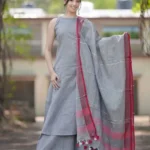 Grey South Cotton Kurti Pant With Dupatta