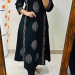 Hand Block Print White Cotton Kurti Pant Set
