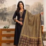 Jaipuri Printed Cotton Black Suit Set
