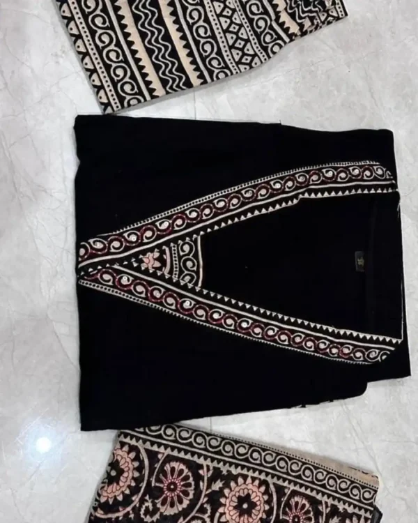 Jaipuri Printed Cotton Black Suit Set