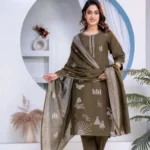 Khadi Cotton Bottle Green Suit Set