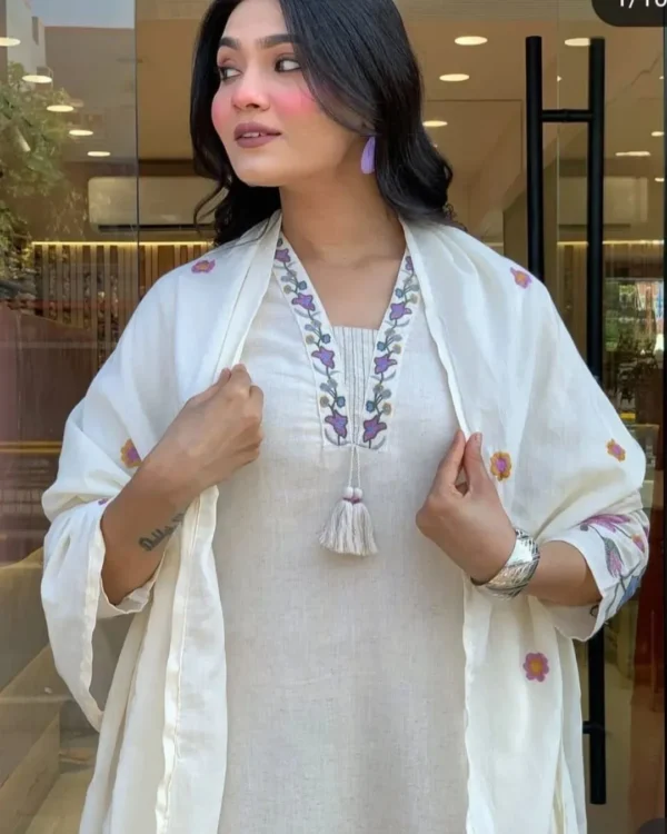 Khadi Cotton Embroidery Suit Set
