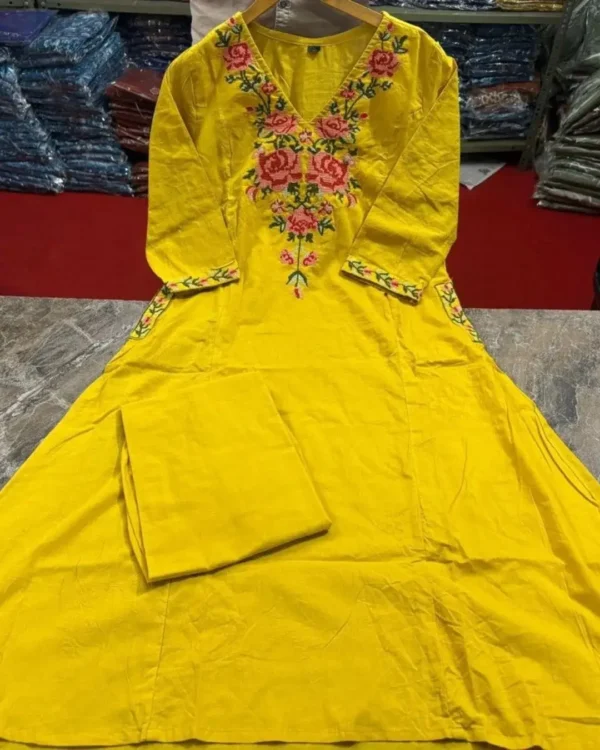 Lemon Yellow Kurti Pant Dupatta Set