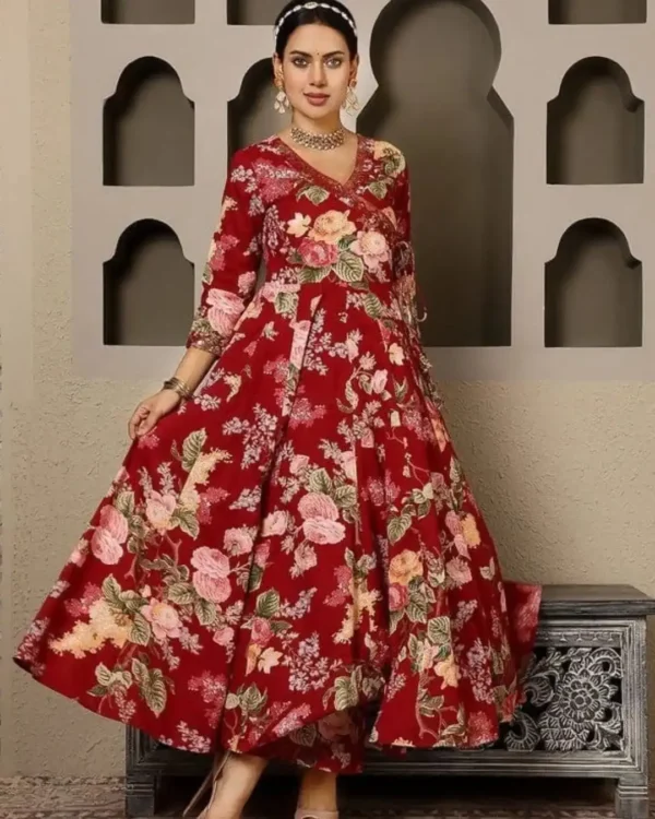 Maroon Angrakha Style Kurti Set