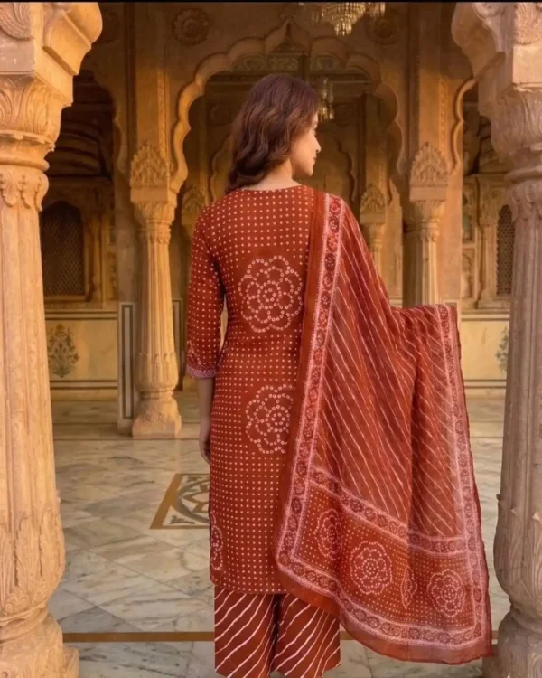 Maroon Cotton Kurti​ Pant With Dupatta