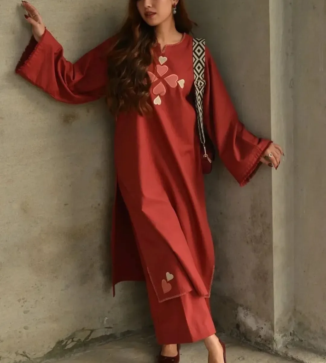 Maroon Cotton Printed Co-Ord Set