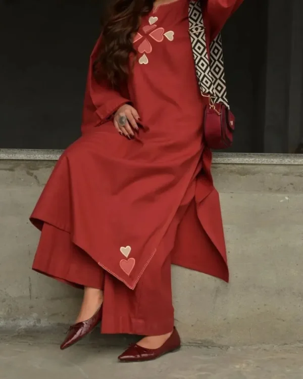 Maroon Cotton Printed Co-Ord Set