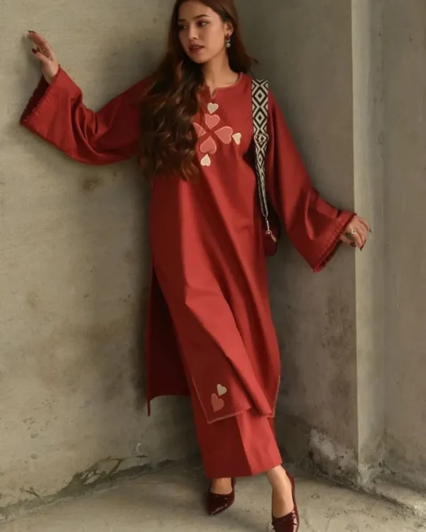 Maroon Cotton Printed Co-Ord Set