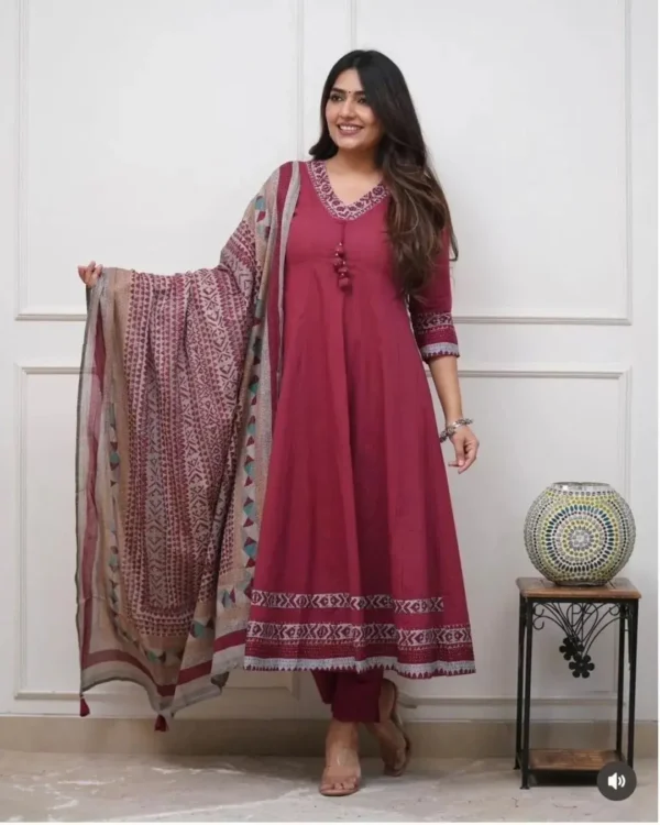Maroon Kurti Palazzo With Dupatta