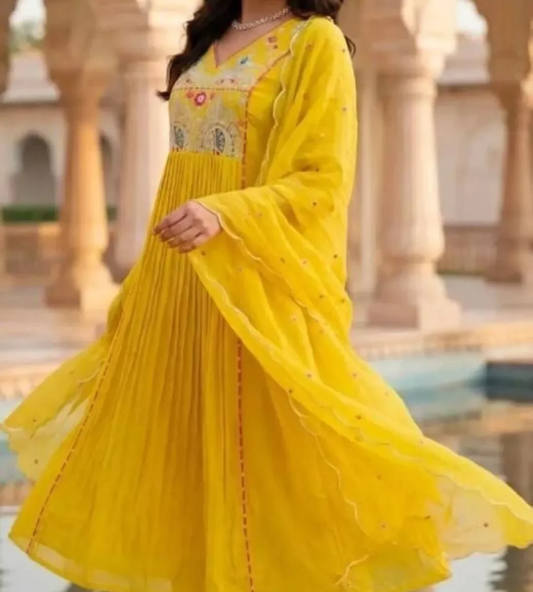 Mustard Yellow Cotton Suit Set