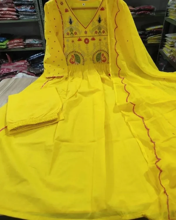 Mustard Yellow Cotton Suit Set