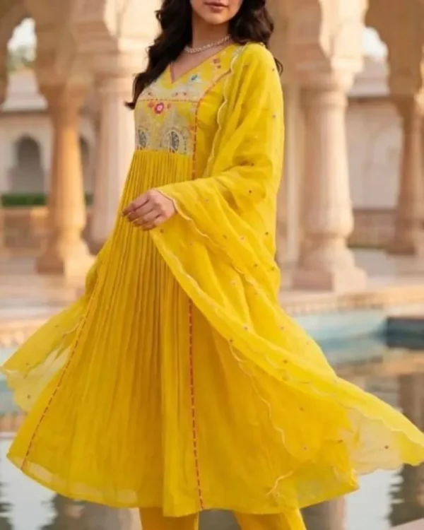 Mustard Yellow Cotton Suit Set