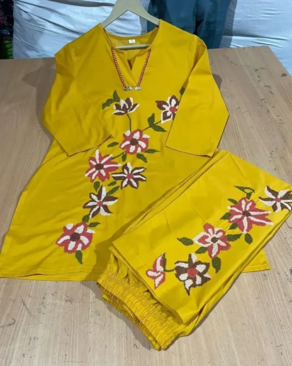 Mustard Yellow Kurti combination With Pant