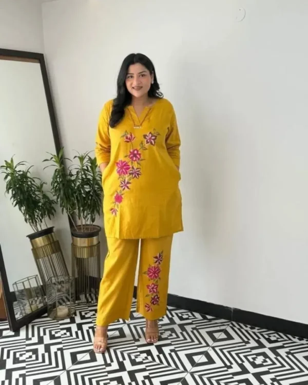 Mustard Yellow Kurti combination With Pant