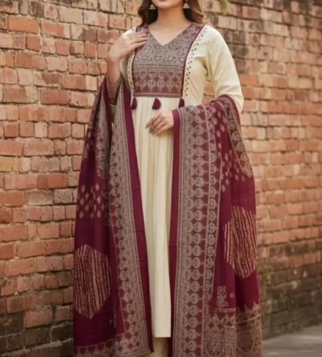 Off White Color Salwar Suit​ With Dupatta