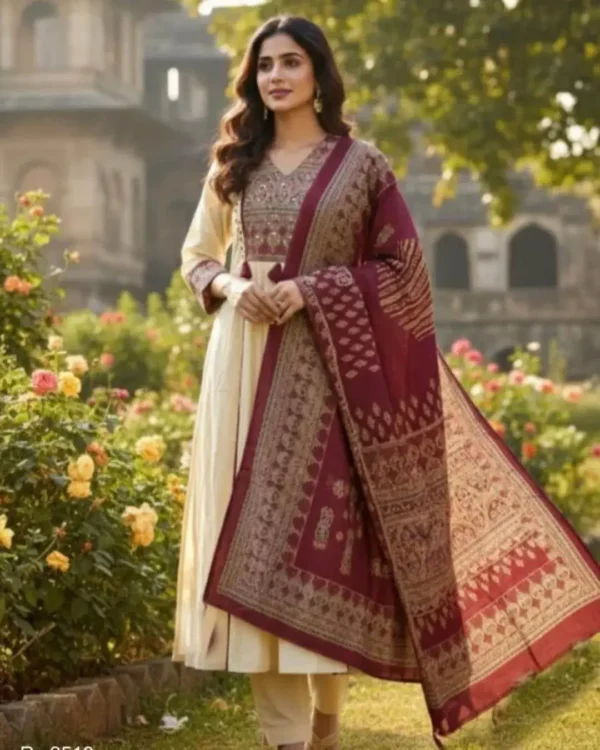 Off White Color Salwar Suit​ With Dupatta