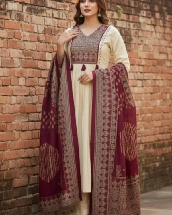 Off White Color Salwar Suit​ With Dupatta