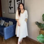 Off White Kurti Combination With Pant Set
