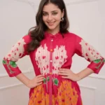 Office Wear Cotton Pink Kurti Pant Set