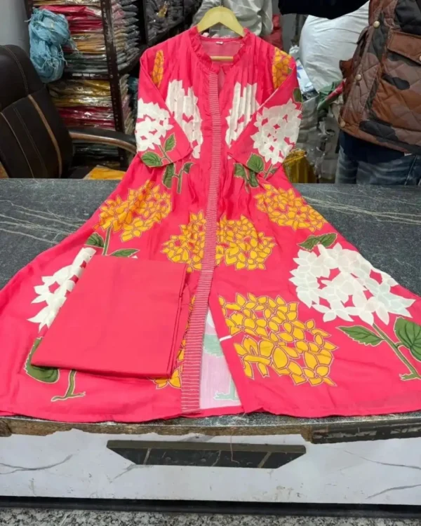 Office Wear Cotton Pink Kurti Pant Set