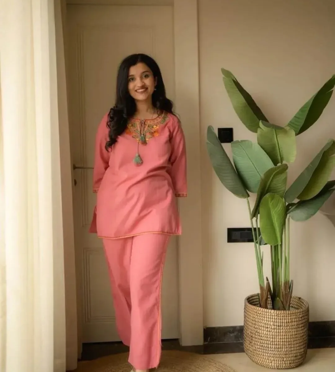Office Wear Cotton Printed Kurti Pant Set