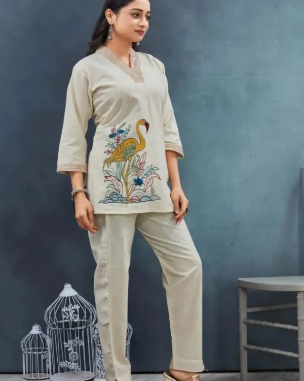 Office Wear White Kurti Pant Set