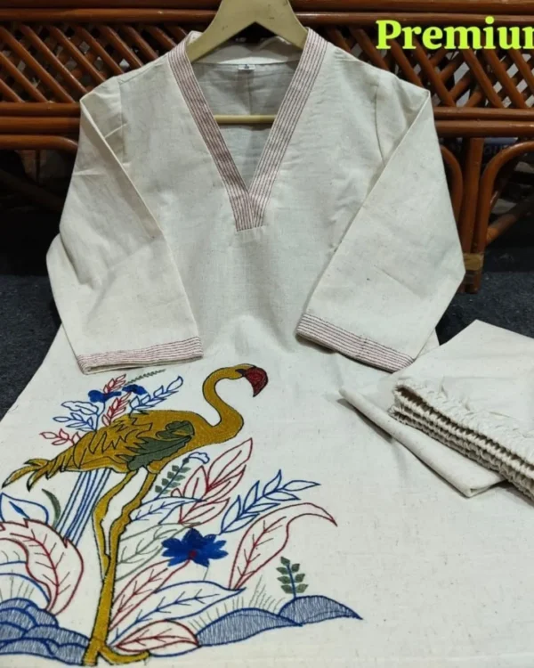 Office Wear White Kurti Pant Set