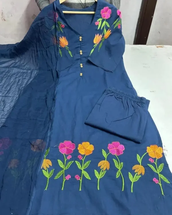 Party Wear Cotton Blue Suit Set