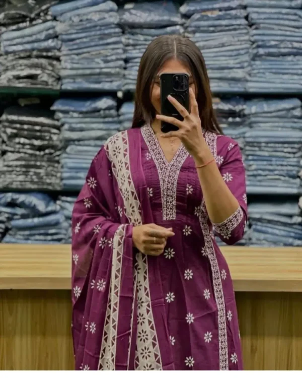 Party Wear Cotton Purple Suit Set