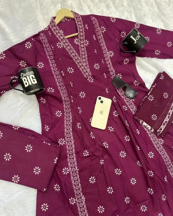 Party Wear Cotton Purple Suit Set