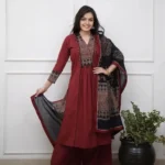 Partywear Anarkali Kurti Pant Dupatta Set