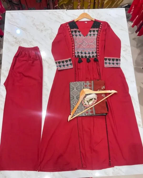 Partywear Anarkali Kurti Pant Dupatta Set