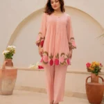 Peach Cotton Kurti With Pant Set​