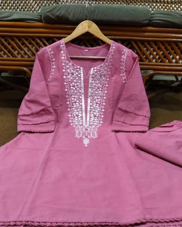 Pink Printed Office Wear Kurti Pant Set