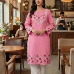 Pink Procin Printed Kurti With Pant