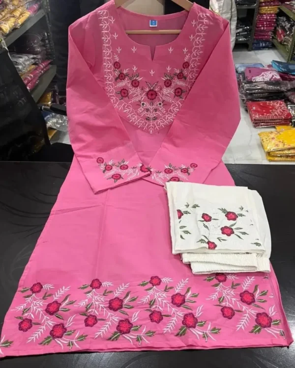 Pink Procin Printed Kurti With Pant