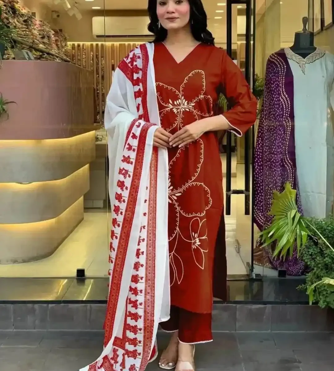 Printed Cotton Suit Set With Dupatta​