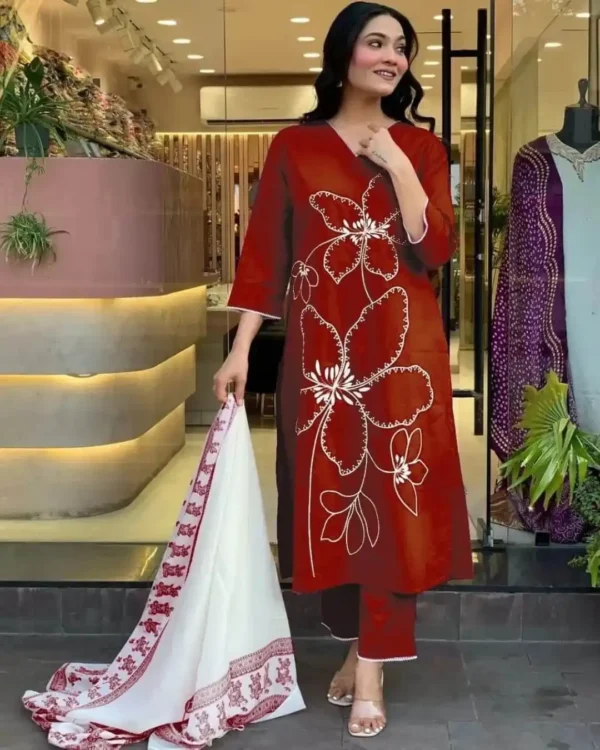 Printed Cotton Suit Set With Dupatta​