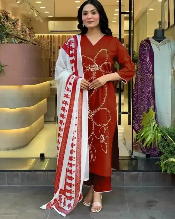 Printed Cotton Suit Set With Dupatta​