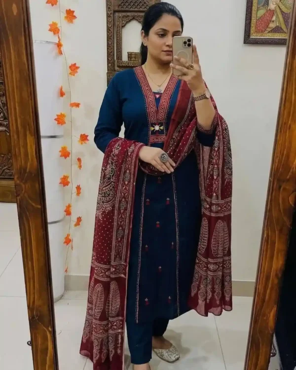 Printed Pure Cotton Suit Set With Dupatta