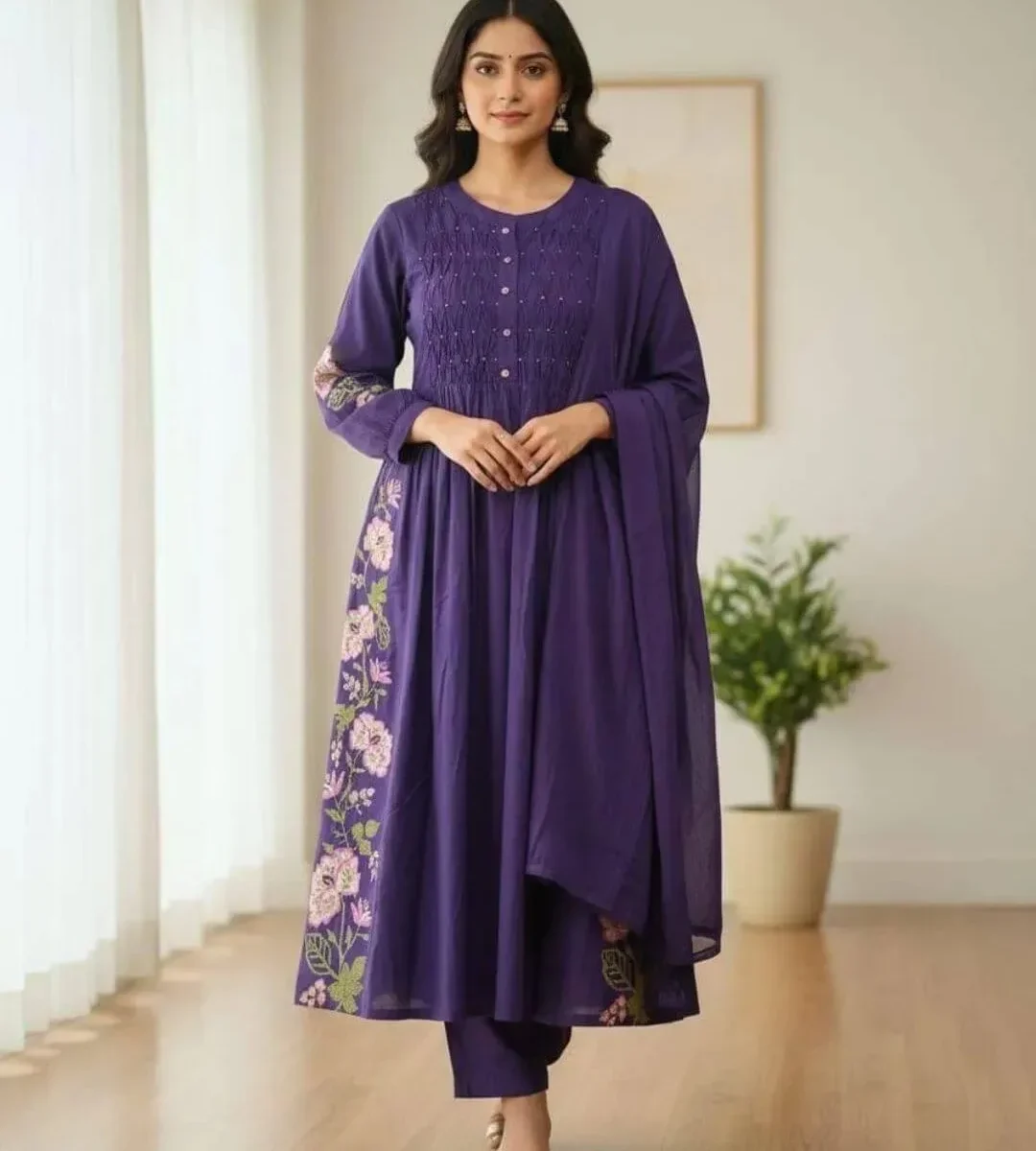 Purple Colour Anarkali Suit Set
