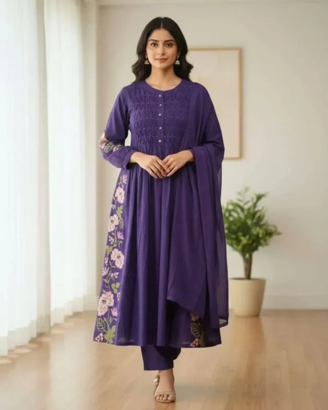 Purple Colour Anarkali Suit Set